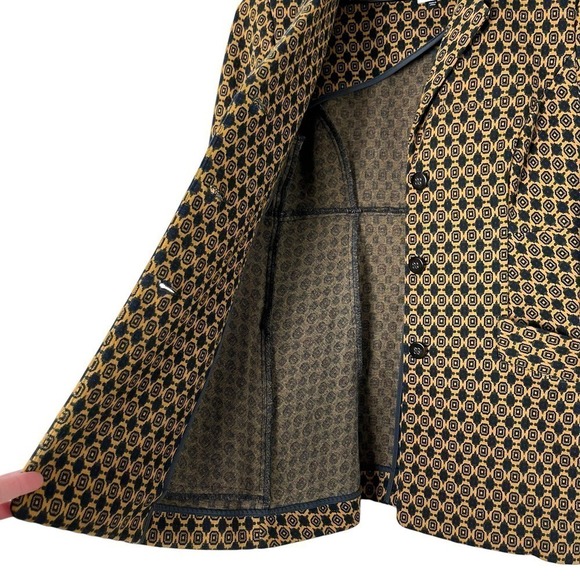 Cabi Kensington Proper Standout Blazer Jacket in Yellow Navy Medallion Motif, XS - Picture 11 of 16